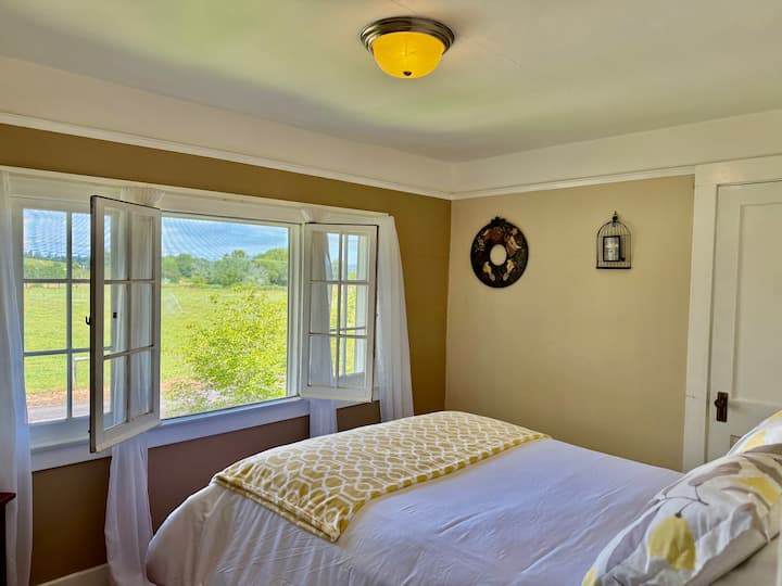 سرير مريح بالحجم الكامل مع إطلالة خلابة على الخيول والماشية وكرم النبيذ ريلليك وينري - استيقظ على المناظر الطبيعية التي تتكون منها الأحلام.