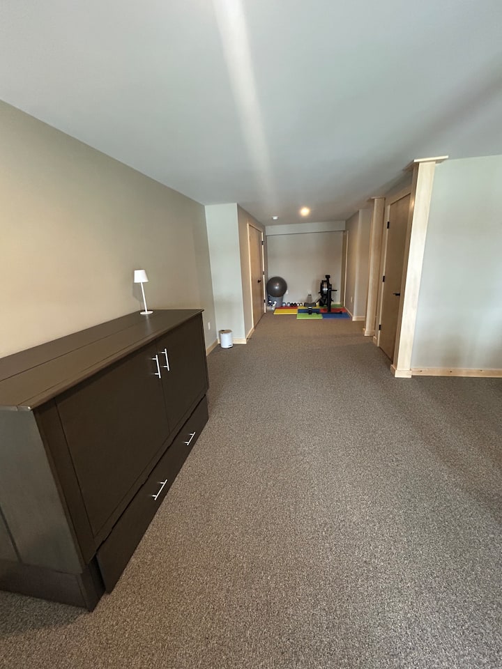 Murphy Bed folds out of Cabinet - Located in Basement Living Room area 
