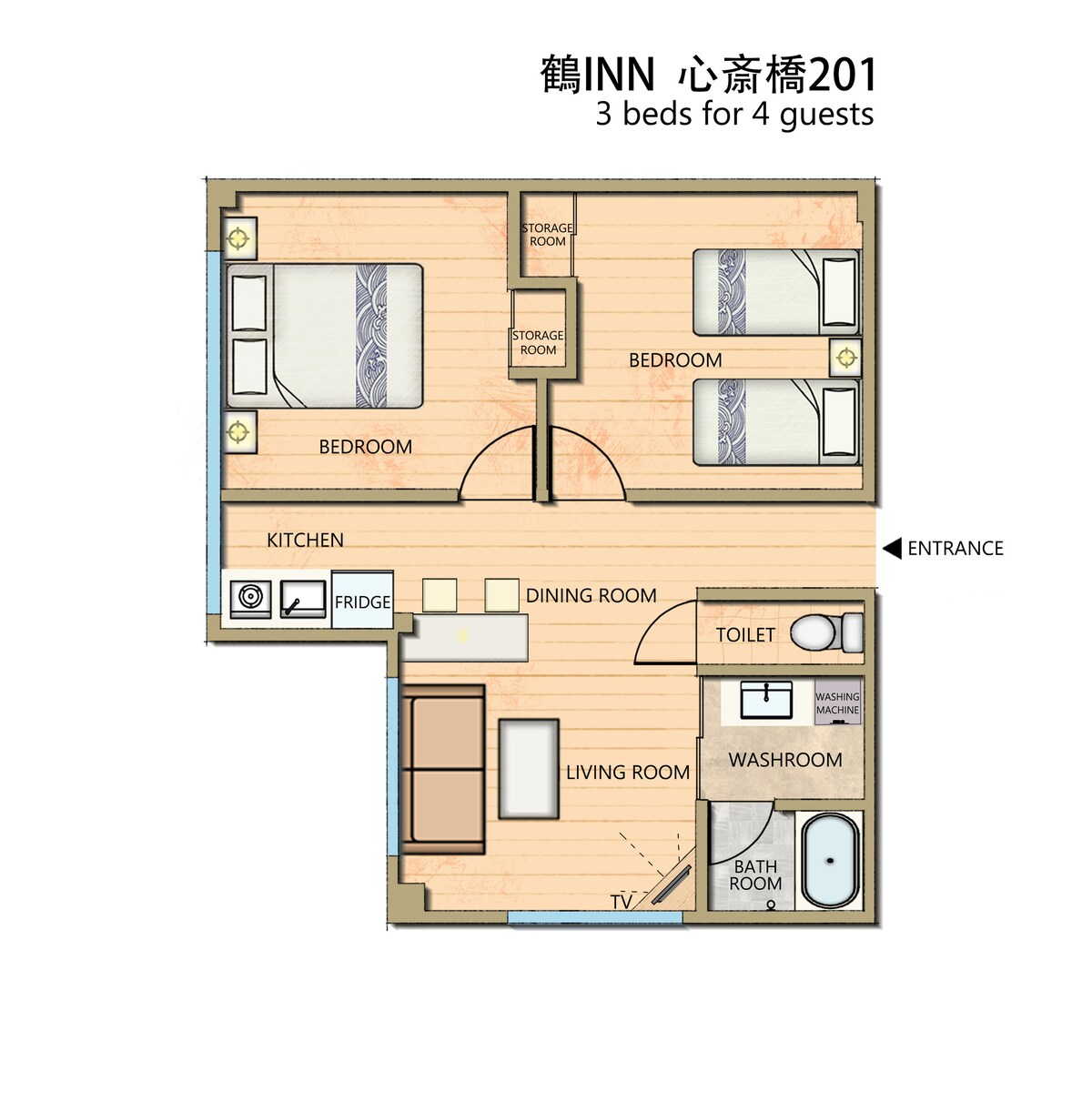 鶴INN】心斎橋徒歩圏内|長堀橋駅徒歩7分|関西空港50分・心斎橋201 - 借りられるサービスアパートメント - 中央区、大阪府、日本 -  Airbnb