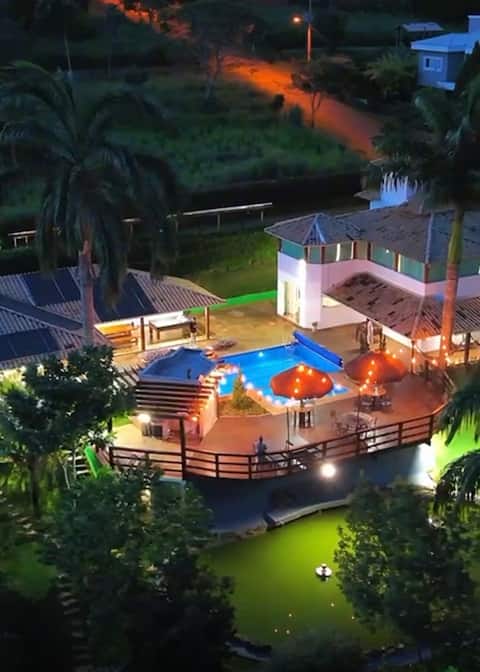 Fishing in the backyard, heated pool and sauna.