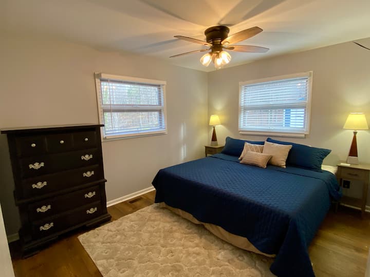 King bed in the main level bedroom