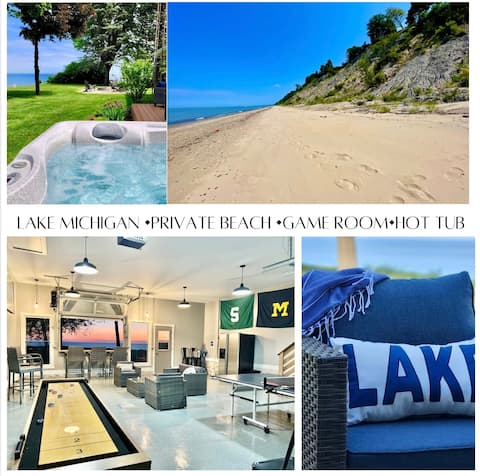 Lake Michigan•Private Beach•Game Room•Hot Tub