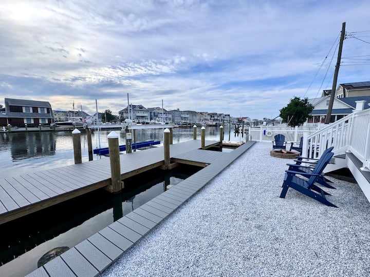 Waterfront backyard seating by the lake Point Pleasant Beach