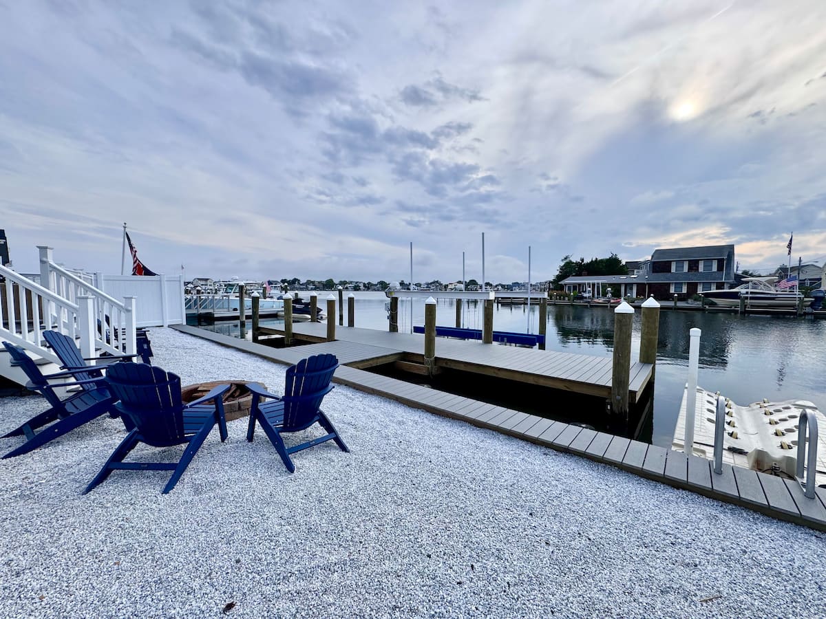 Private dock and kayak launch on Lake Louise in Point Pleasant Beach