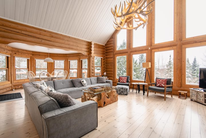 Chalet Red Deer Avec Spa, Sauna Et Piscine Privée - Saint-Sauveur