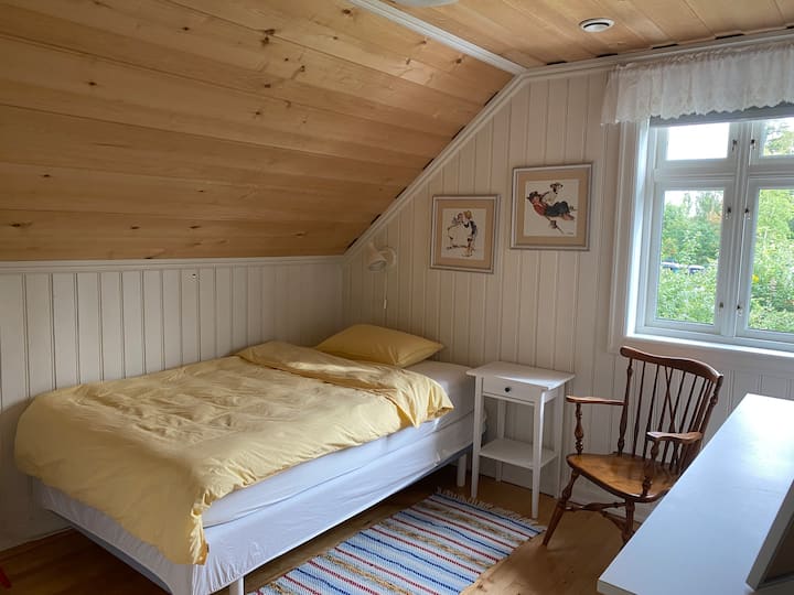 Krevet širine 120 cm. Igre i igračke u bijeloj komodi. 