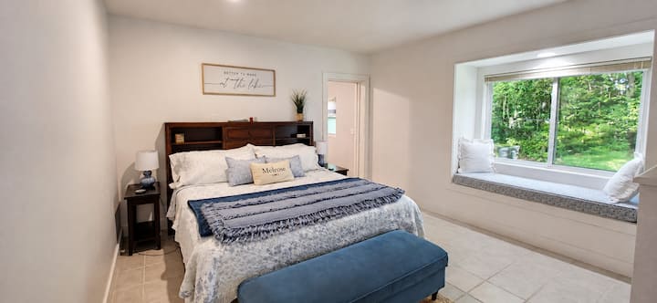 The master has it's own large bathroom, reading nook, and Smart TV.