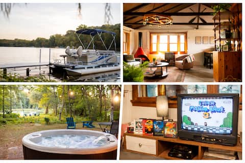 Nostalgic Lakehouse with Pontoon, HotTub & VHS