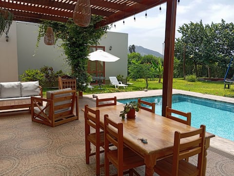 Beautiful country house with a fireplace and pool