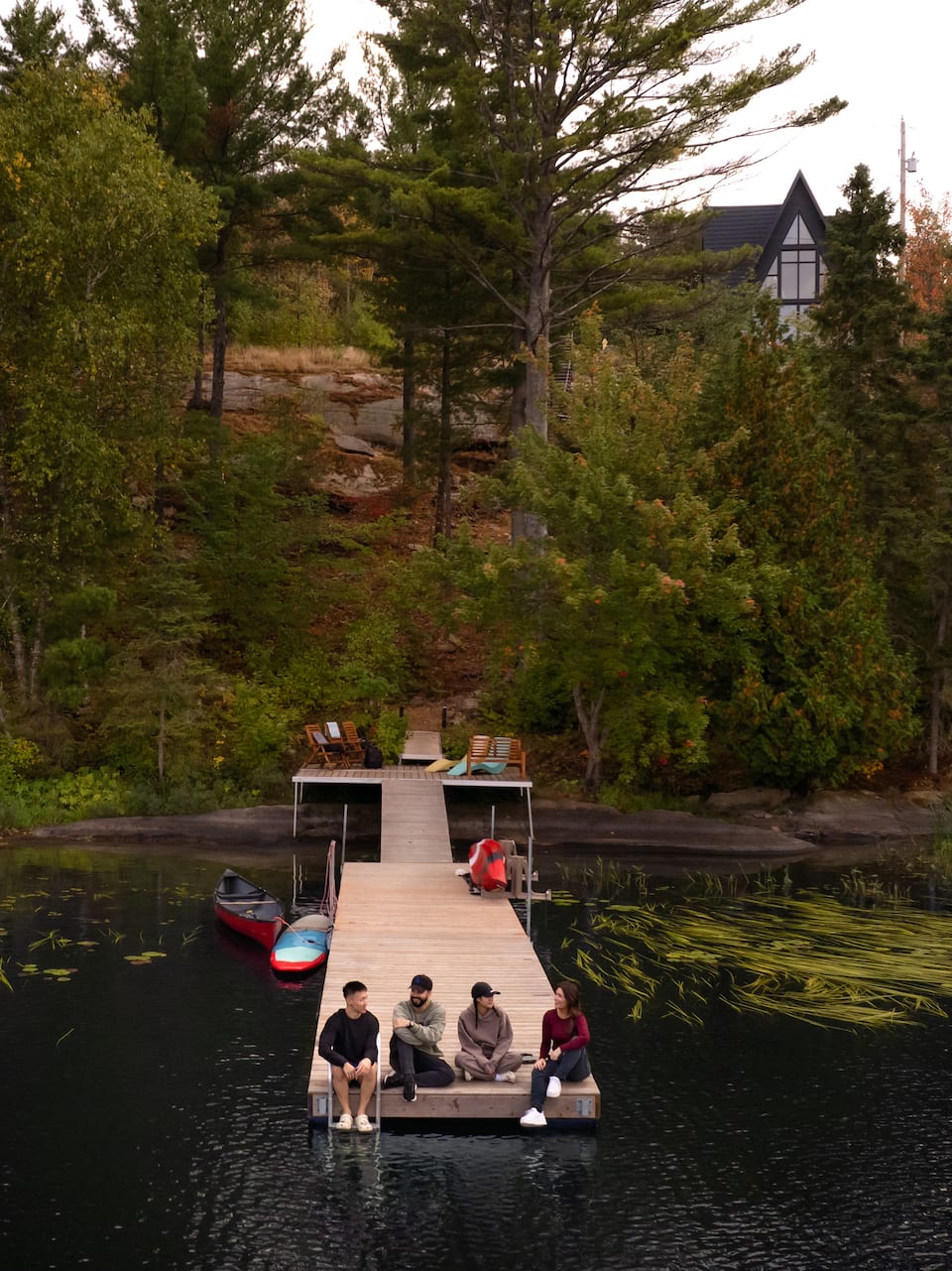A timber A-frame above the French River, French River, Ontario, Canada, photo 6 of 10