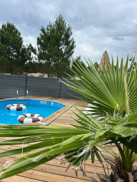 Beautiful villa with swimming pool and children's play area.