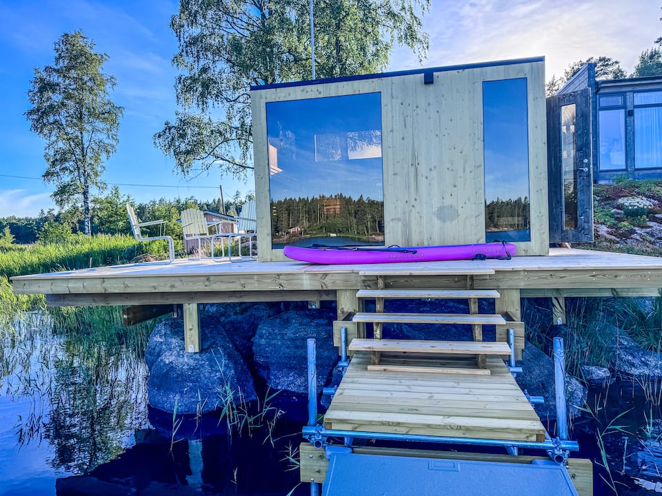 A glass house on a silent Swedish lake, Bjurtjärn, Värmland, Sweden, photo 2 of 10