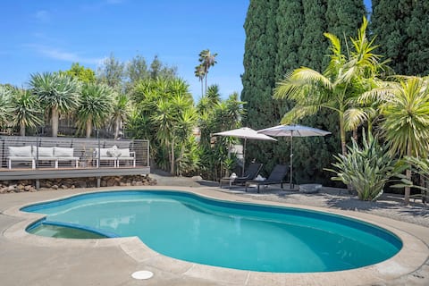 MCM Retreat w/ Pool & Spa | Lush, Quiet, Central