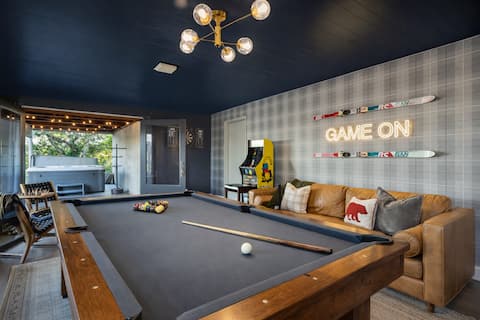 Epic game room, Hot tub, Outdoor movie, Fire pit