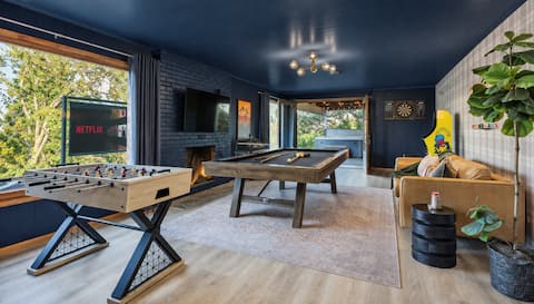 Epic game room, Hot tub, Outdoor movie, Fire pit