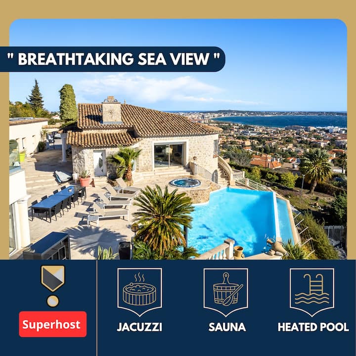 Villa Vue Mer - Piscine Chauffée- Proche Croisette - Antibes