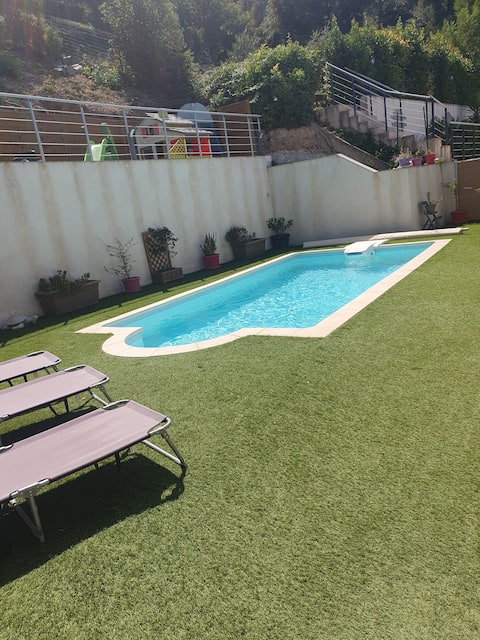 Beautiful house with pool on a hillside.