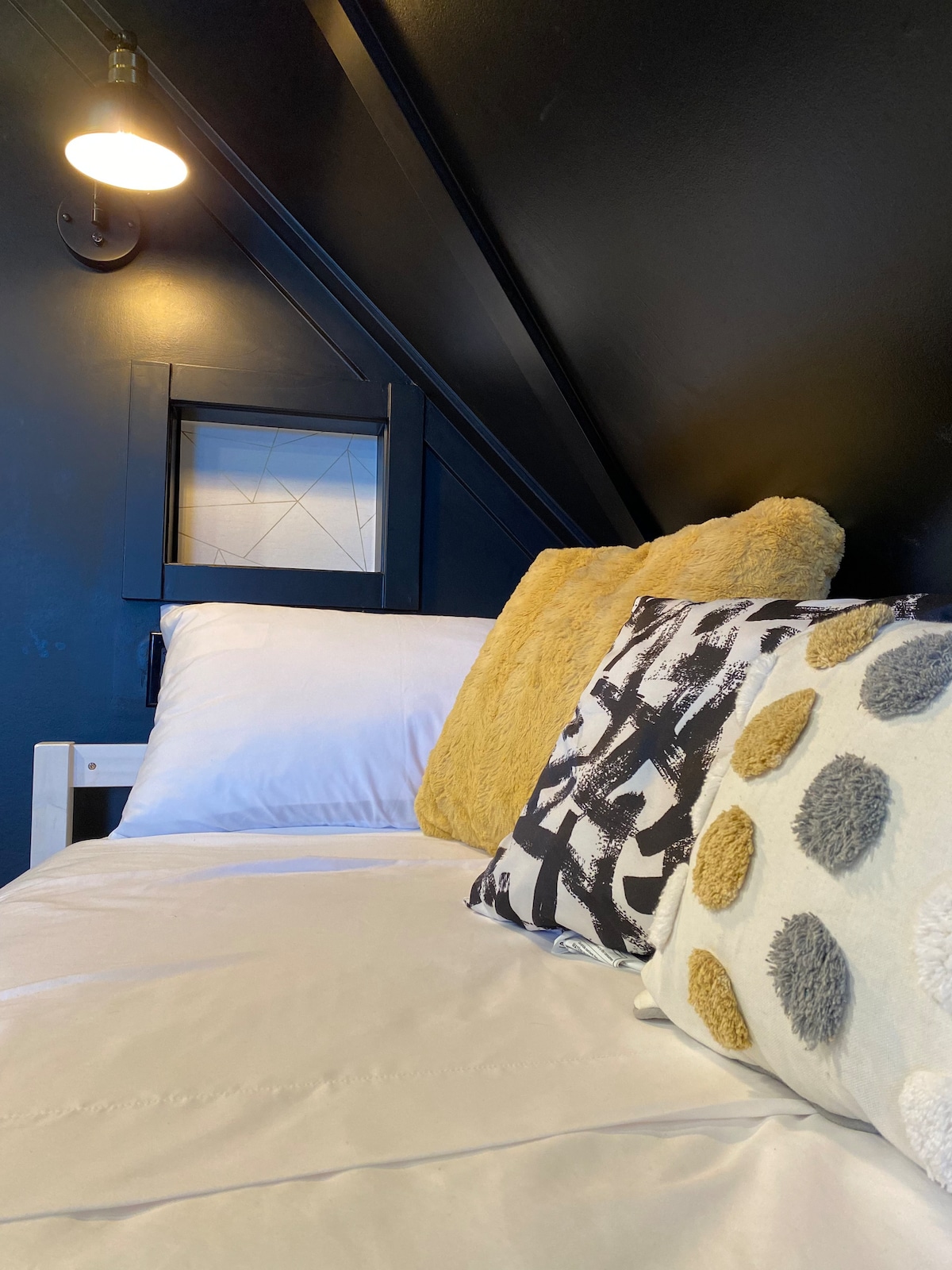 The cozy day beds are equipped with reading lamps and shelves equipped with usb charging docks. 