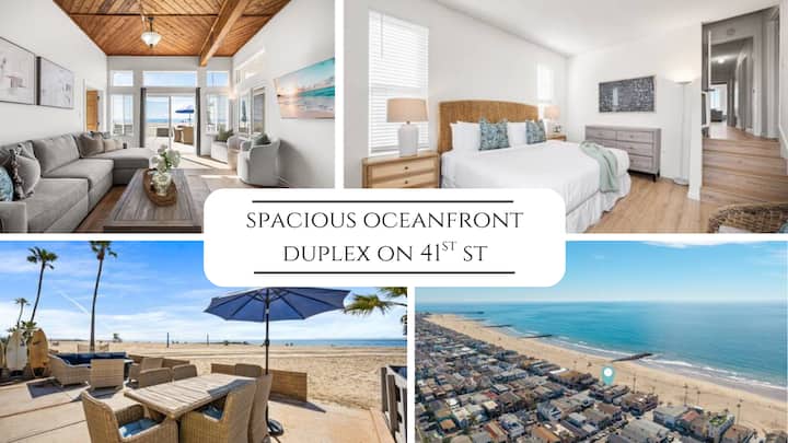 Giant Oceanfront Duplex On 41st W/ Patio On Sand - 뉴포트비치