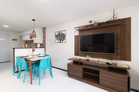 Popular Airbnb listing: Downtown/2 min to the sea (walking) 60 m²/Beach Kit/Baby Kit in Pernambuco