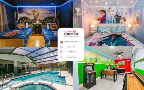 No Airbnb fees!Themed Home Pool/Spa/Gameroom 21811