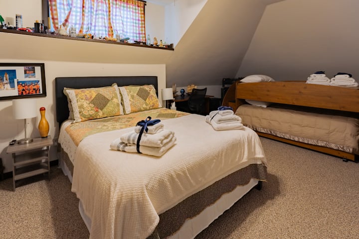 Cozy bedroom with a soft plush mattress