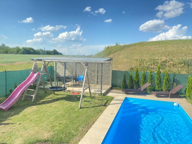 Family apartment with garden pool and playground!