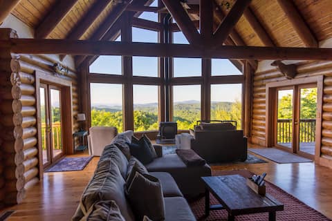 MntTop LogCabin VIEWS-HotTub-WoodStove-Sauna-Games