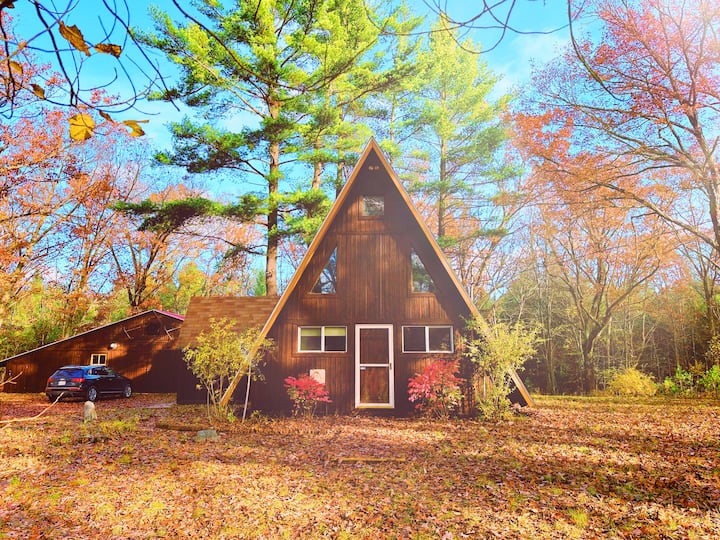 The Woodmoor Cabin • Log A-Frame & Bunkhouse •