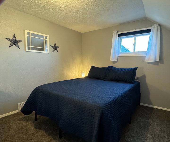 Bedroom 2 Upstairs-Queen bed, Blackout window shade and 32” Wi-Fi TV