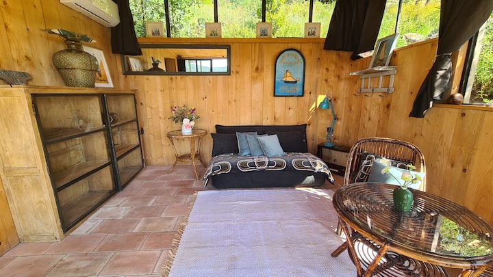 salon 15m2  avec couchage canapé lit 160