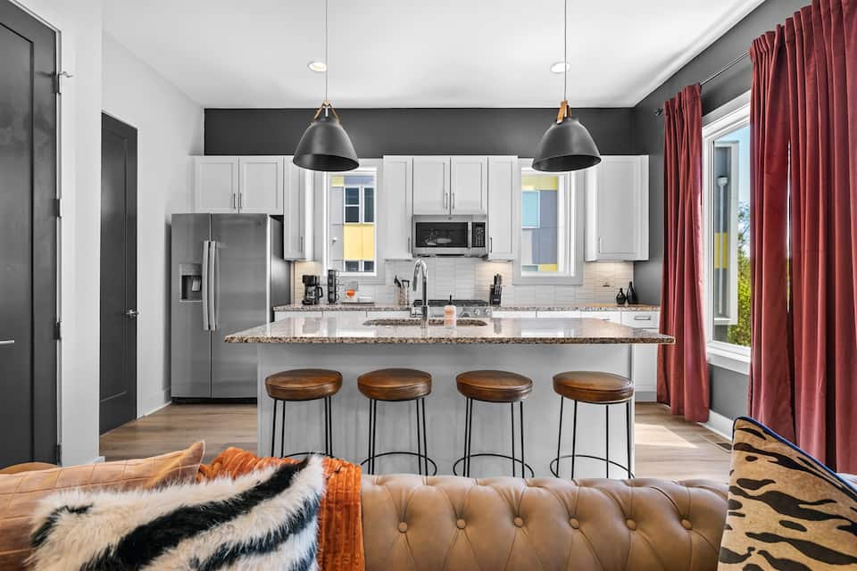 Modern kitchen with granite counters