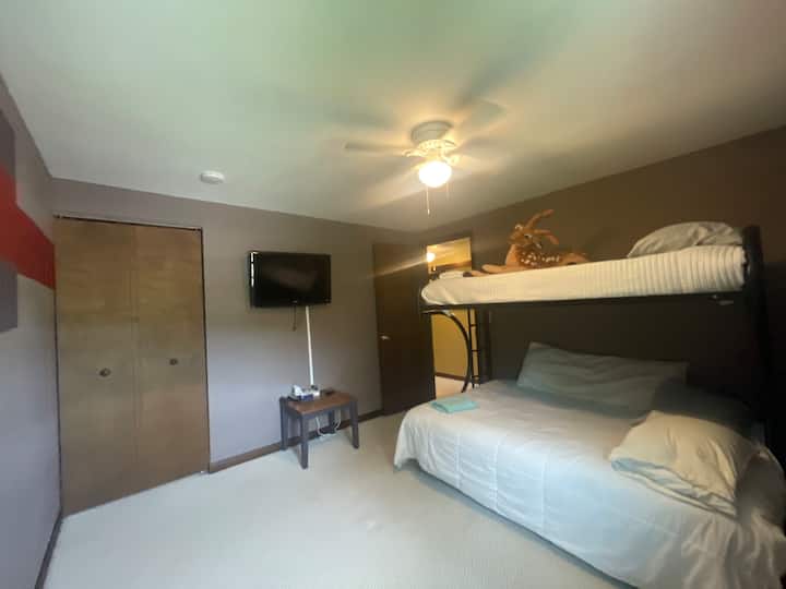 Bedroom #2 - Twin over full bunk bed, TV and Mountain View.