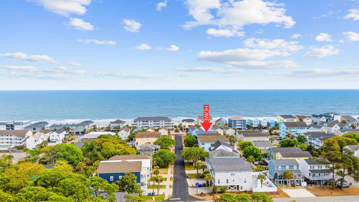 Your new neighborhood from above. Ocean in one direction, restaurants and the pier in the other, and you can see exactly how close everything is.