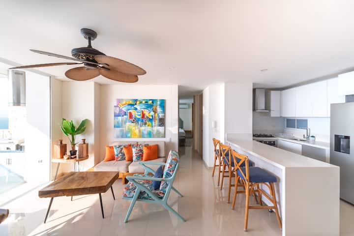 Spectacular Beachfront- Rooftop Pool- 5m Old City - Cartagena
