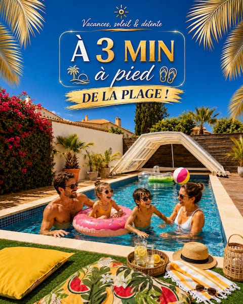 Private pool villa -3 min walk to beach