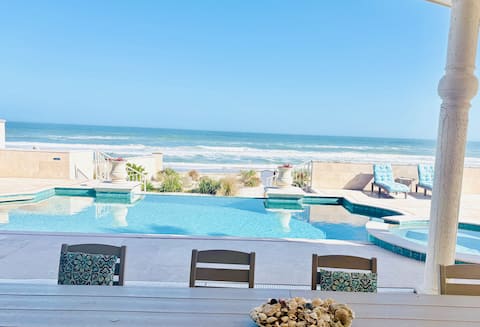 Beach front with private pool, hot tub, fire pit