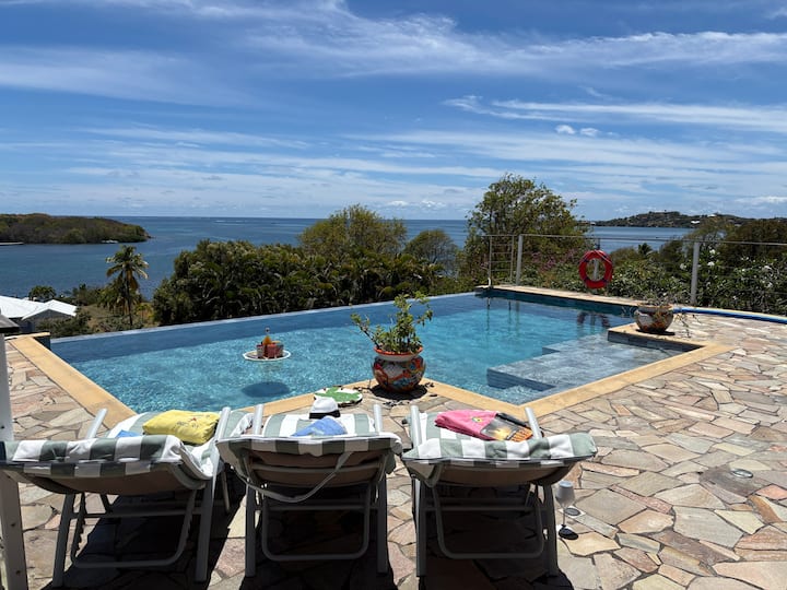 Sea view villa and pool: relaxation and nature.