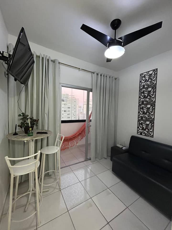 Flat Encantador Vista Mar No Centro Do Guarujá - Guarujá