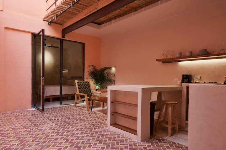 Kuzhina dhe salla e pritjes. Apartamento Blanco
