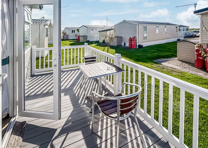 Modern And Contemporary 12ft-wide Caravan With One Double And One Twin. - Devon