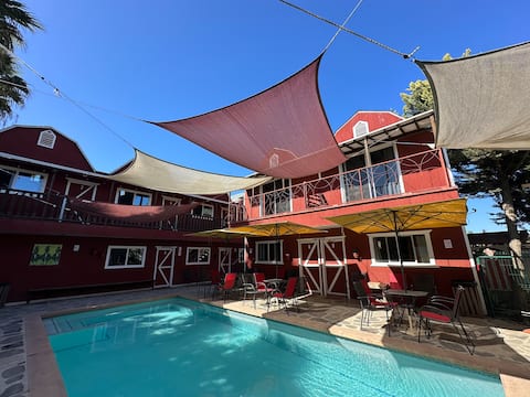 Cabins and private pool for up to 50 guests
