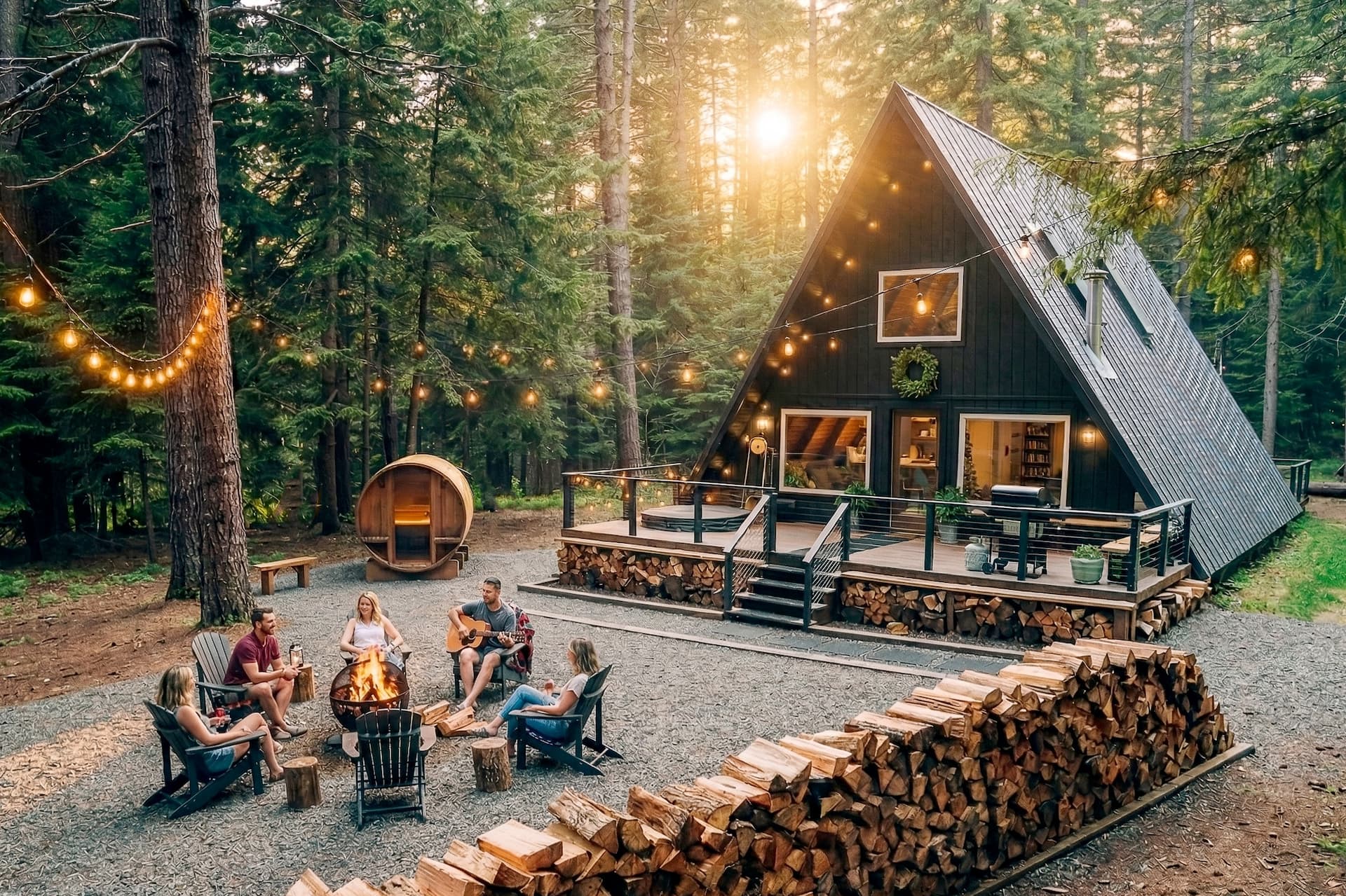 Nordic Spa A-frame | Hot Tub, Sauna, Cedar Shower