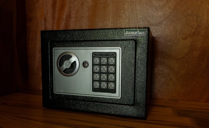 In-room safe with an easy-to-use combination for secure storage.