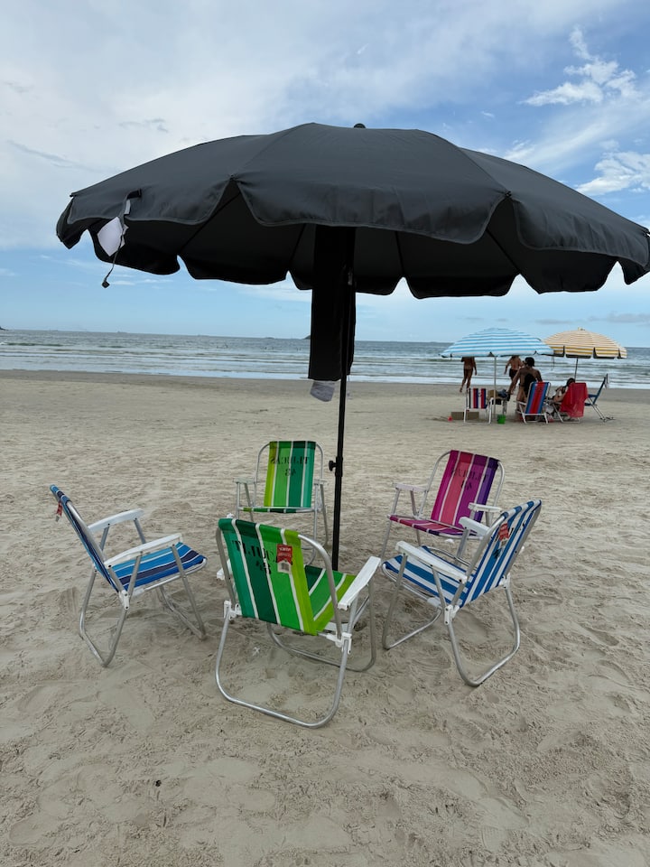 Aconchego Pé Na Areia | 3 Quartos C/ Ar Cond - Guarujá