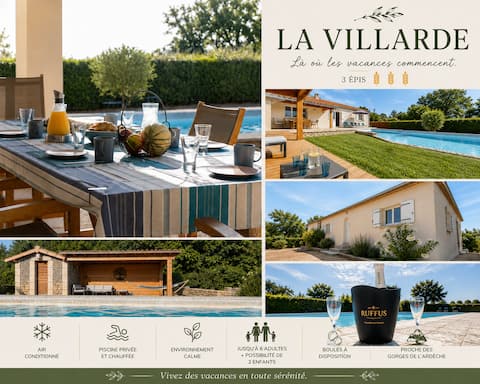Air-conditioned villa with heated pool - Les Vans