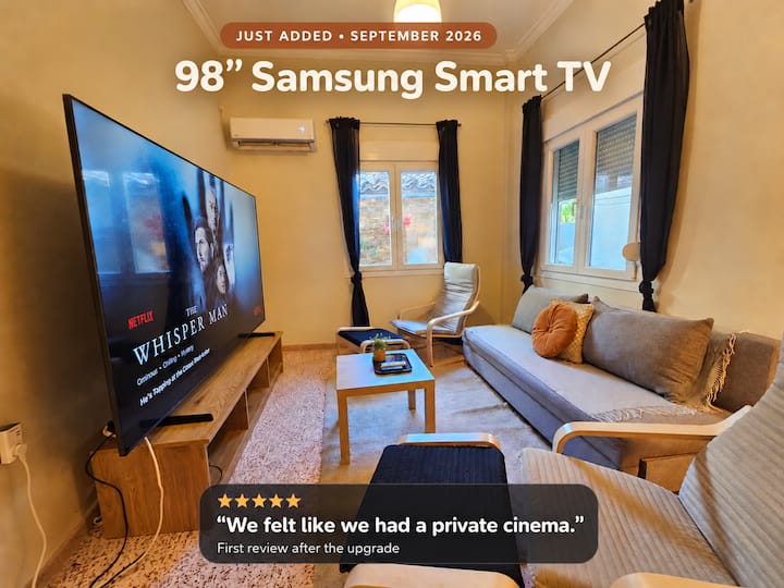 98" Samsung Tv_2 King Beds_81 Sqm_6 Min From Metro - Athen