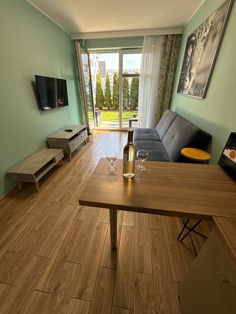 2 Tyskie Apartments with a private garden