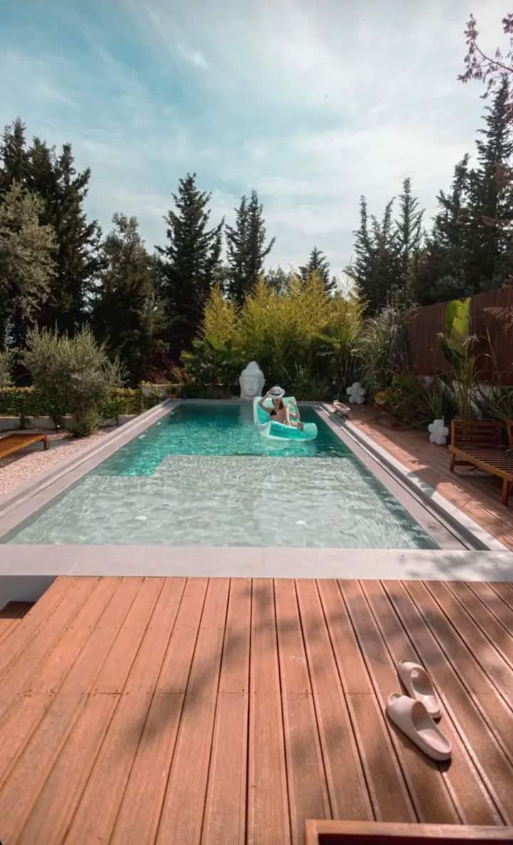 Private beachfront villa with pool