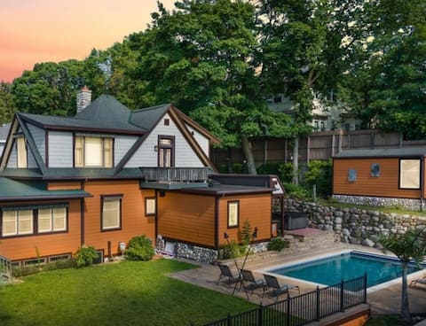 Speakeasy, Pool & Hot Tub at Luxe Historic Home